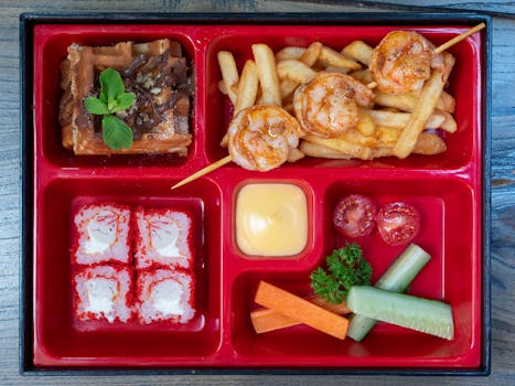 colorful bento box with healthy snacks