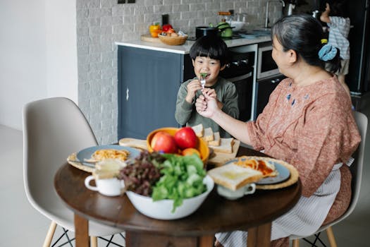 family enjoying a healthy meal