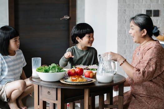 family enjoying healthy snacks