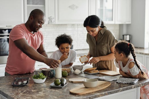 kids in a tidy kitchen