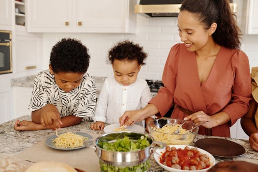 children cooking together