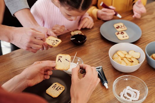 family preparing sushi together