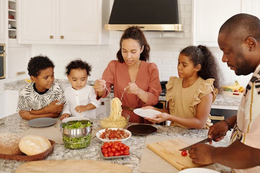 family at a mindful eating workshop