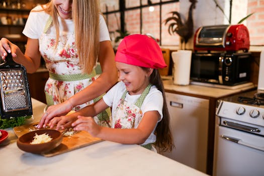 child helping in the kitchen