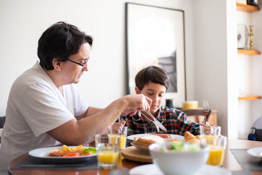 child looking at food