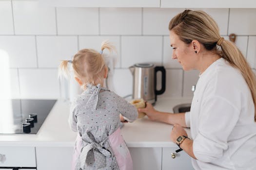 Kids learning kitchen safety