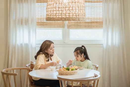 family enjoying a healthy meal together