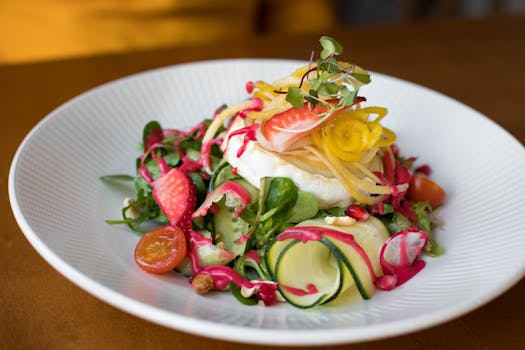 colorful plates of fruits and veggies