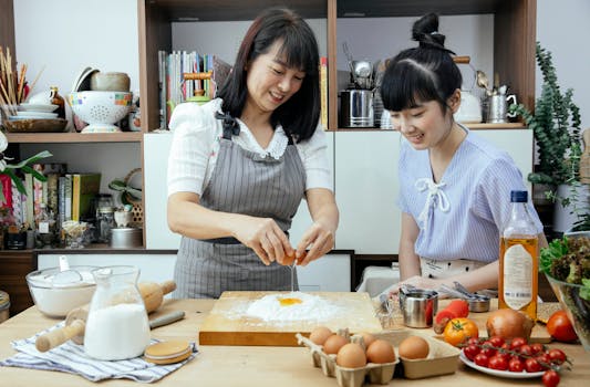 kids measuring ingredients in the kitchen