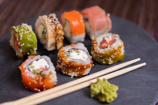 sushi rolls with colorful ingredients