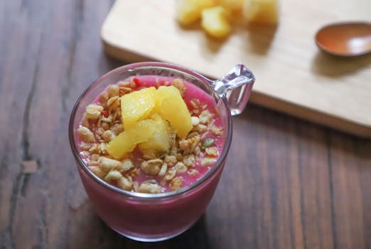 colorful breakfast parfait with cereal