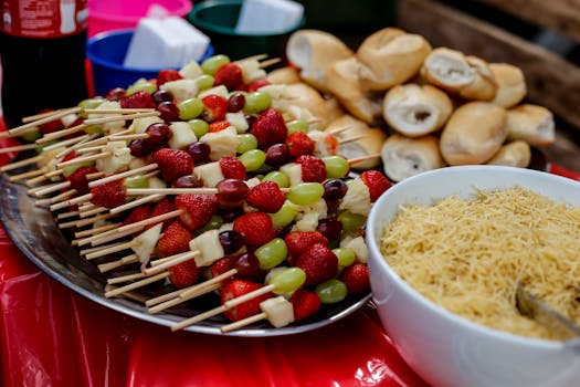 colorful fruit skewers