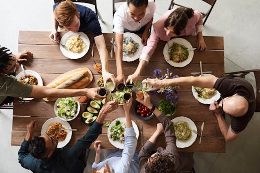 family gathered around the dinner table