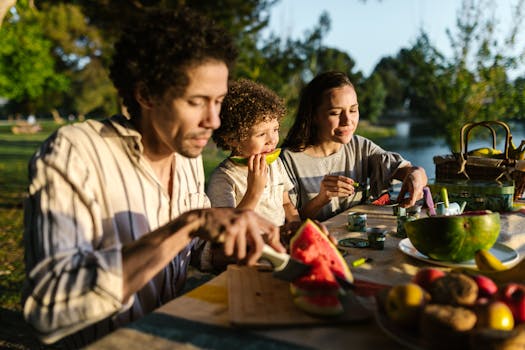 family enjoying a healthy meal together