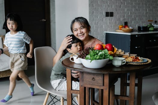 family enjoying a healthy meal together