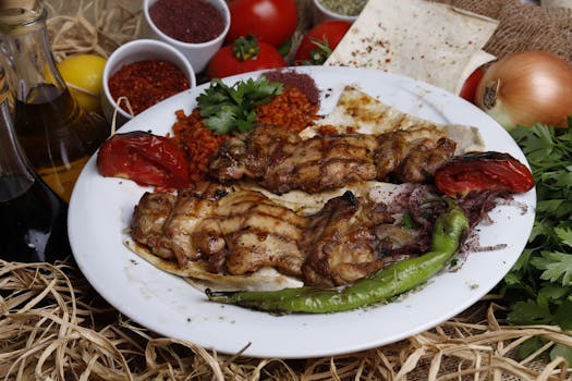 plate of grilled chicken with vegetables