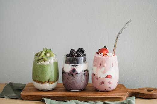 yogurt parfaits with fruits and granola